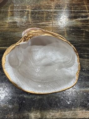 Gold-Trim White Shell jewelry holder